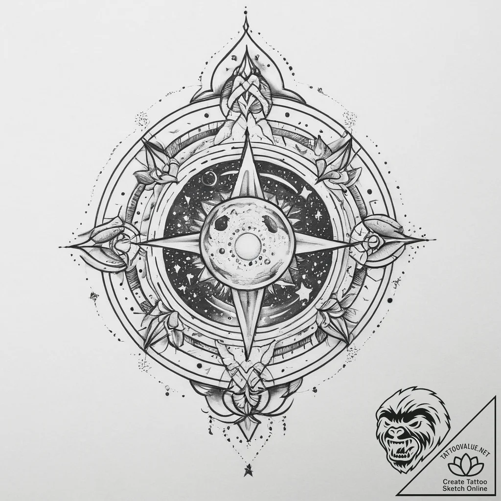 Tattoo sketch cosmic creation - tattoo sketch (№1757269435_0, 07.09.2025 18:23) — tattoovalue.net