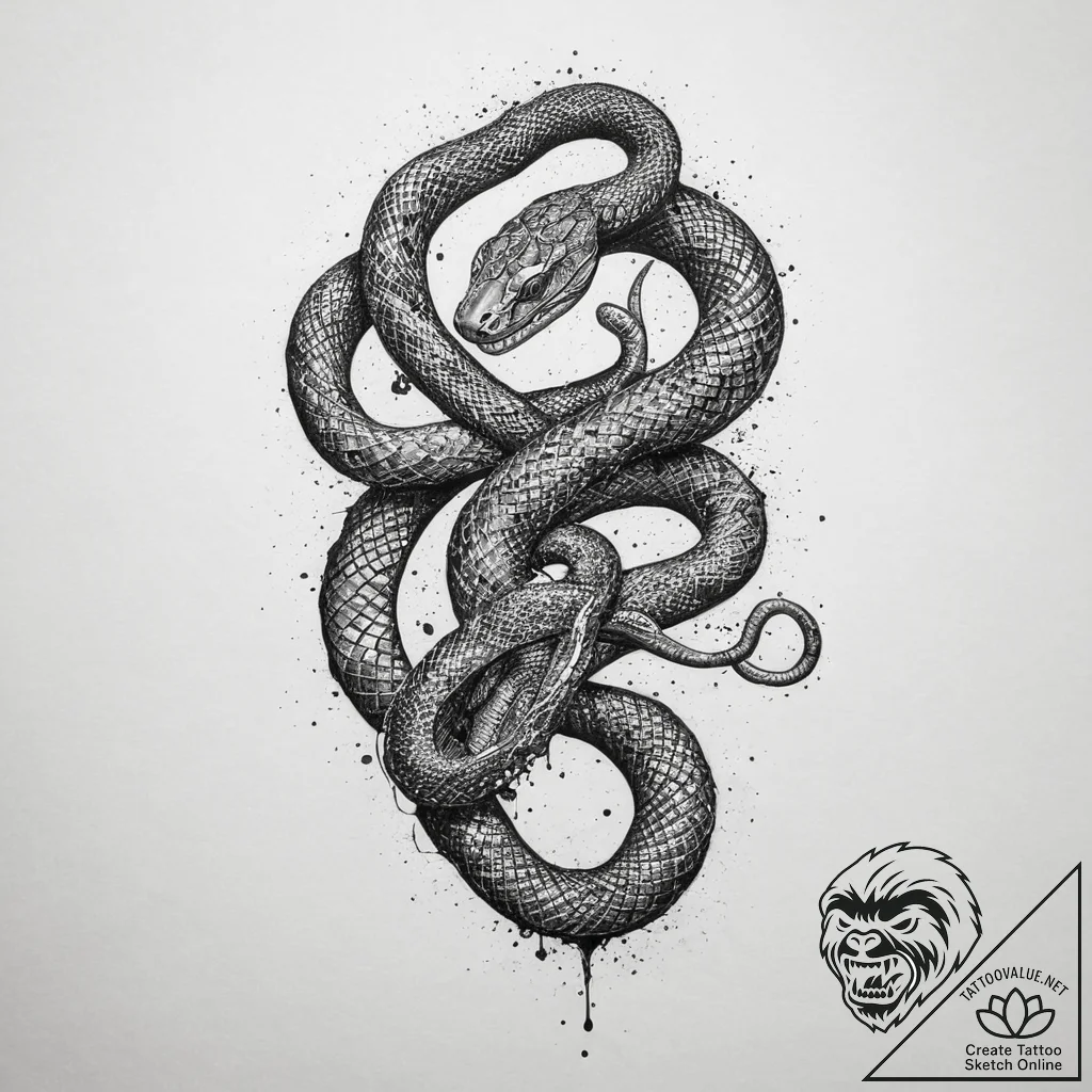 Tattoo sketch hands with a snake, concept art... - tattoo sketch (№1757270833_0, 07.09.2025 18:47) — tattoovalue.net
