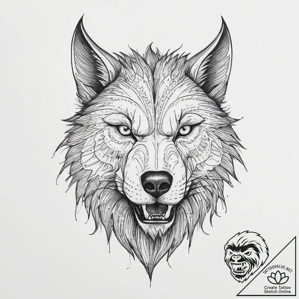 Tattoo sketch узор в виде оборотня, tattoo sk... - tattoo sketch (№1757271835_0, 07.09.2025 19:03) — tattoovalue.net