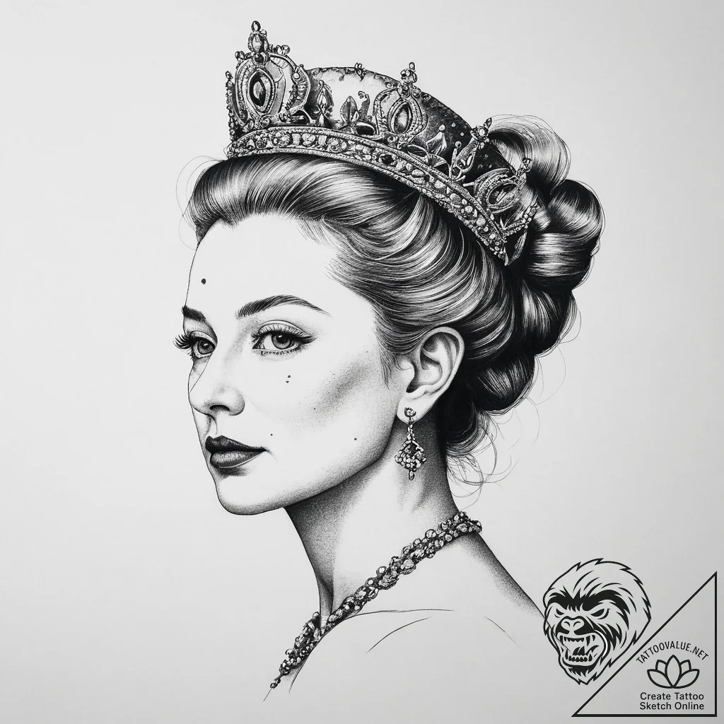 Tattoo sketch queen elizabeth i portrait, art... - tattoo sketch (№1757272238_0, 07.09.2025 19:10) — tattoovalue.net