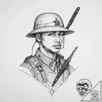 Tattoo sketch soldier with a pen, tattoo draw… – tattoo sketch (№1757273246_0, 07.09.2025 19:27) — tattoovalue.net