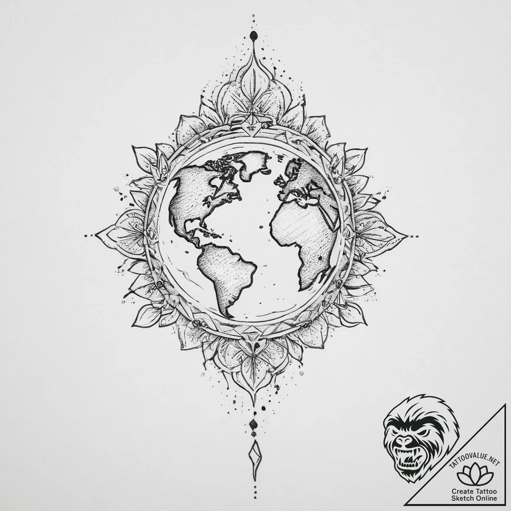 Tattoo sketch sacred earth, tattoo flash shee... - tattoo sketch (№1757276056_0, 07.09.2025 20:14) — tattoovalue.net