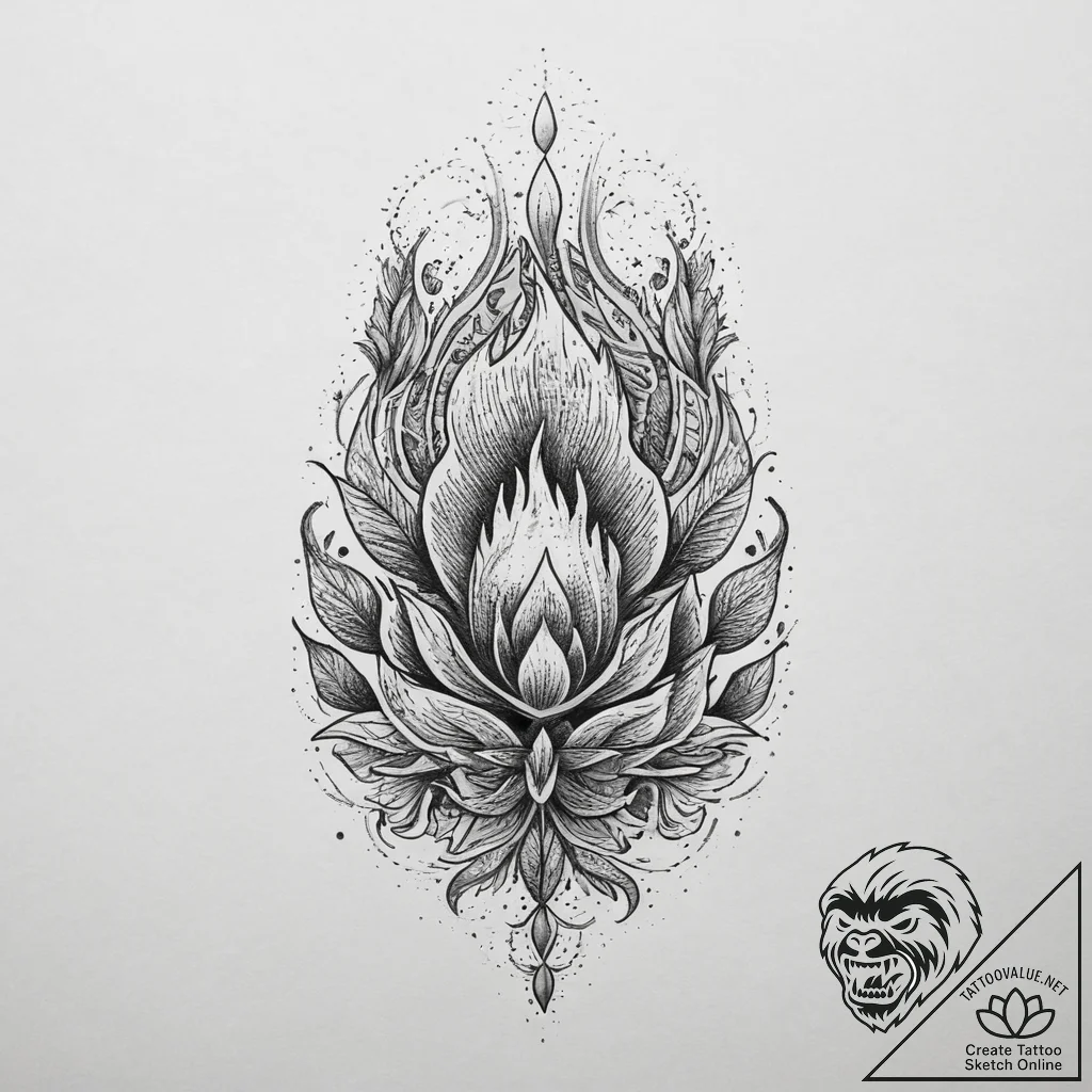 Tattoo sketch fire, concept art for tattoo, b... - tattoo sketch (№1757277658_0, 07.09.2025 20:40) — tattoovalue.net