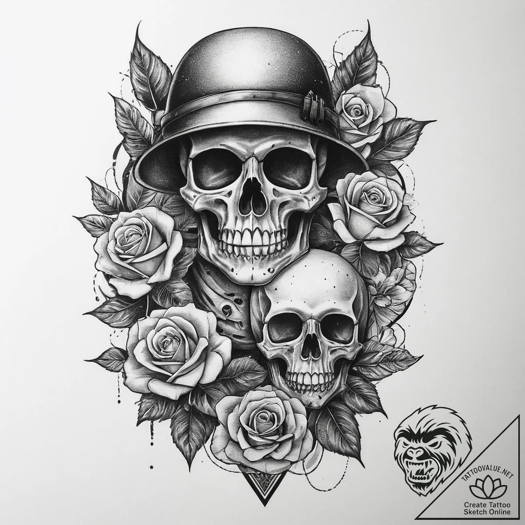 Tattoo sketch soldier with a spy, ink illustr... - tattoo sketch (№1757278452_0, 07.09.2025 20:54) — tattoovalue.net