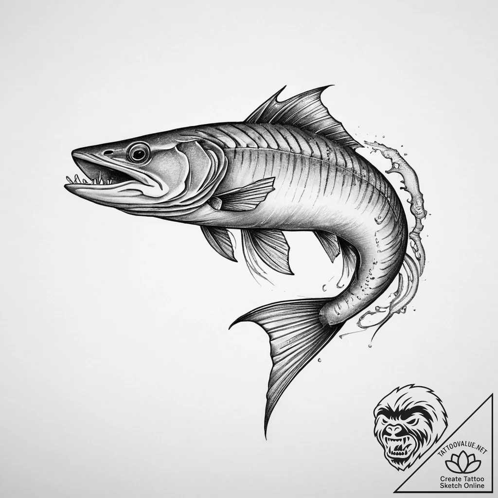 Tattoo sketch barracuda, ink illustration for... - tattoo sketch (№1757279257_0, 07.09.2025 21:07) — tattoovalue.net