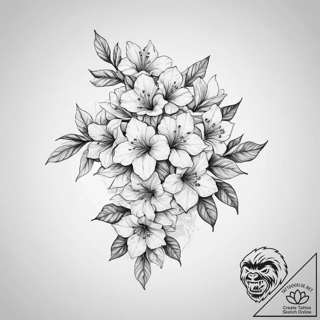 Tattoo sketch bougainvillea - tattoo sketch (№1757279857_0, 07.09.2025 21:17) — tattoovalue.net