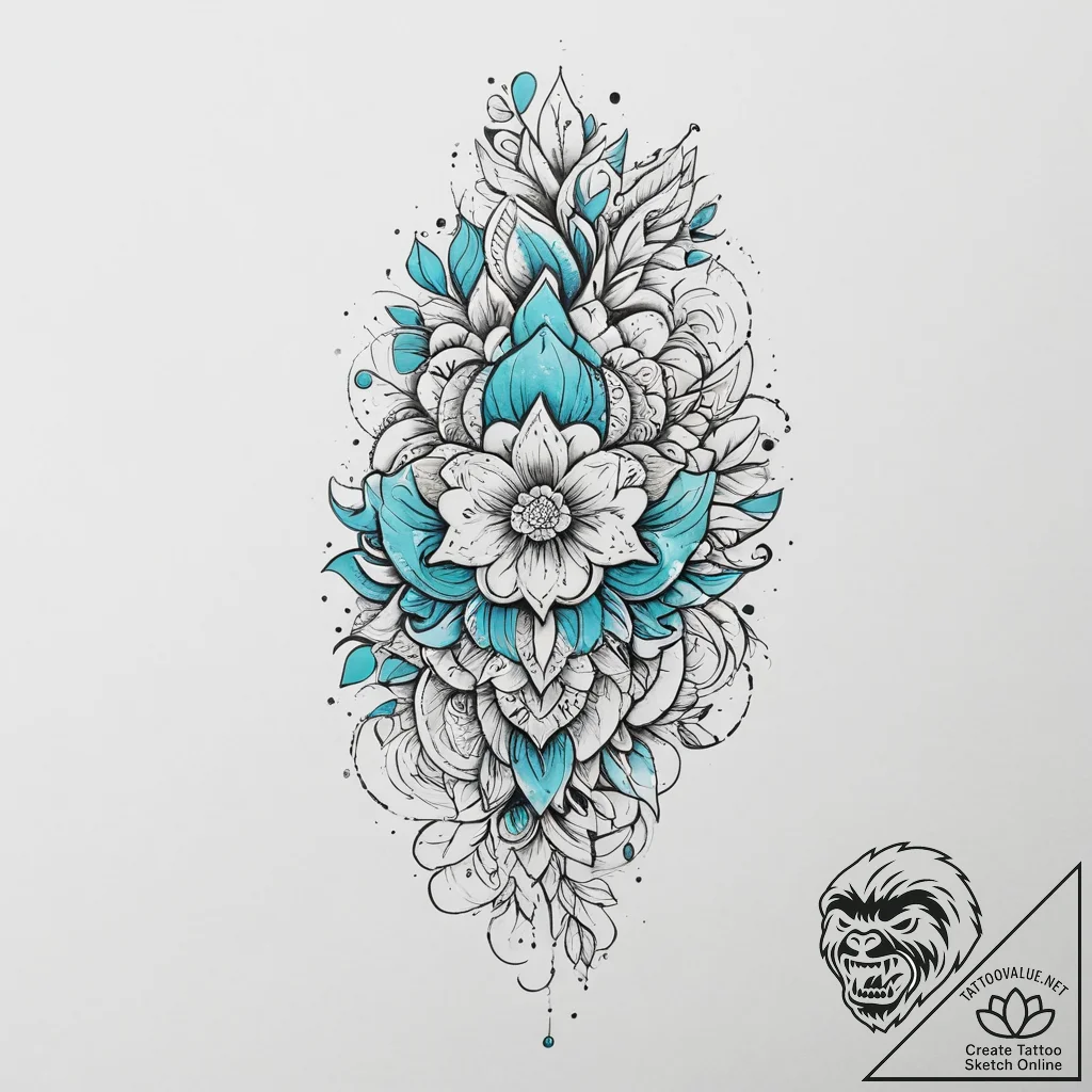 Tattoo sketch turquoise, tattoo drawing outli... - tattoo sketch (№1757280653_0, 07.09.2025 21:30) — tattoovalue.net
