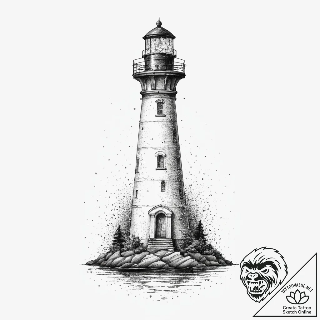 Tattoo sketch lighthouse, artistic tattoo ske... - tattoo sketch (№1757282668_0, 07.09.2025 22:04) — tattoovalue.net