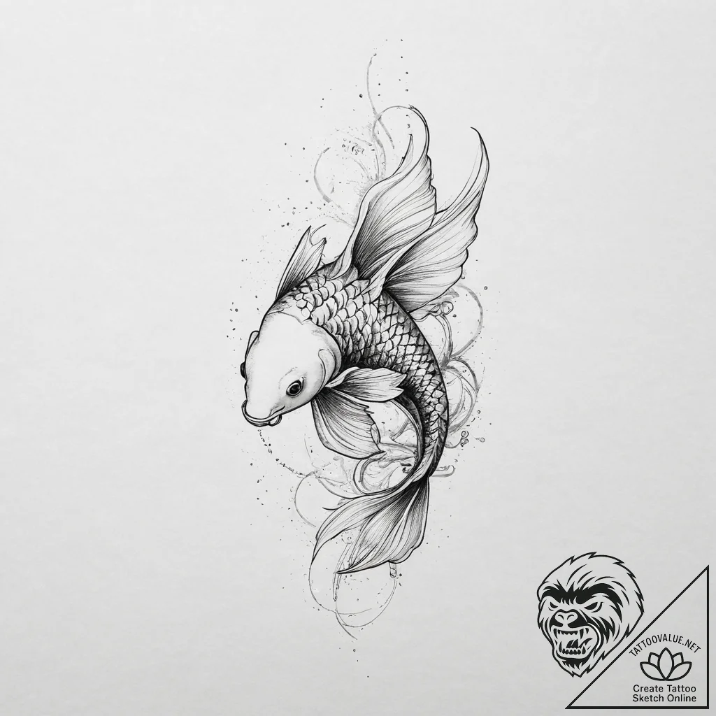 Tattoo sketch watercolor рыба кои, tattoo ske... - tattoo sketch (№1757283064_0, 07.09.2025 22:11) — tattoovalue.net