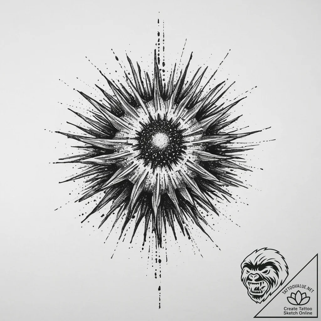 Tattoo sketch sea urchin, tattoo flash sheet... - tattoo sketch (№1757286276_0, 07.09.2025 23:04) — tattoovalue.net