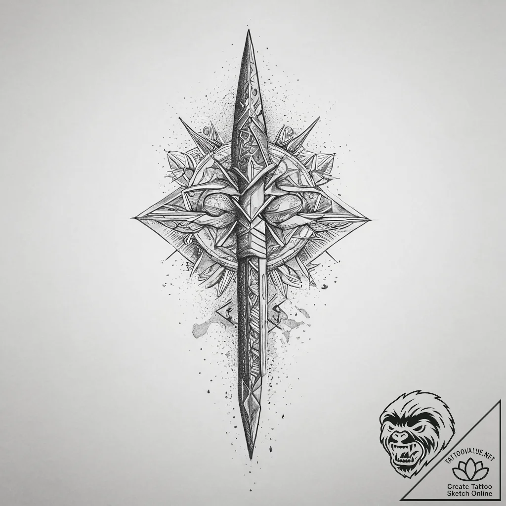 Tattoo sketch odin's spear gungnir, artistic... - tattoo sketch (№1757286475_0, 07.09.2025 23:07) — tattoovalue.net