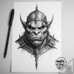 Tattoo sketch orc with a spear, tattoo sketch… – tattoo sketch (№1757286674_0, 07.09.2025 23:11) — tattoovalue.net