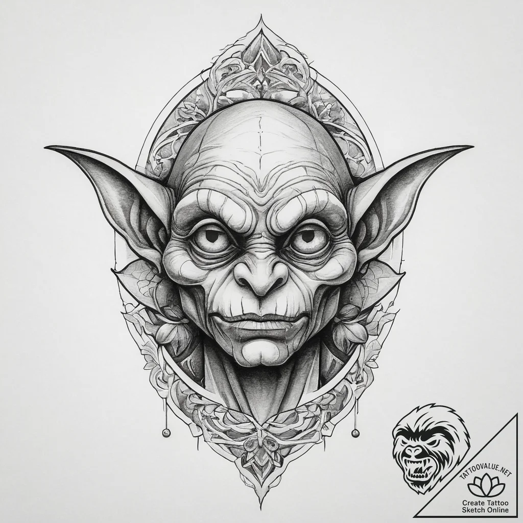 Tattoo sketch goblin, ink illustration for ta... - tattoo sketch (№1757288077_0, 07.09.2025 23:34) — tattoovalue.net