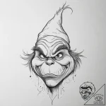 Tattoo sketch the grinch with a feather, tatt… – tattoo sketch (№1757288881_0, 07.09.2025 23:48) — tattoovalue.net