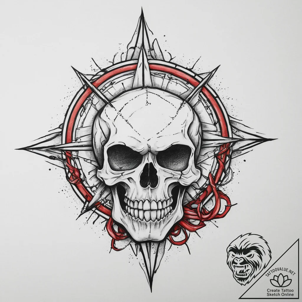 Tattoo sketch punk anarchy sign with a skull,... - tattoo sketch (№1757289477_0, 07.09.2025 23:57) — tattoovalue.net