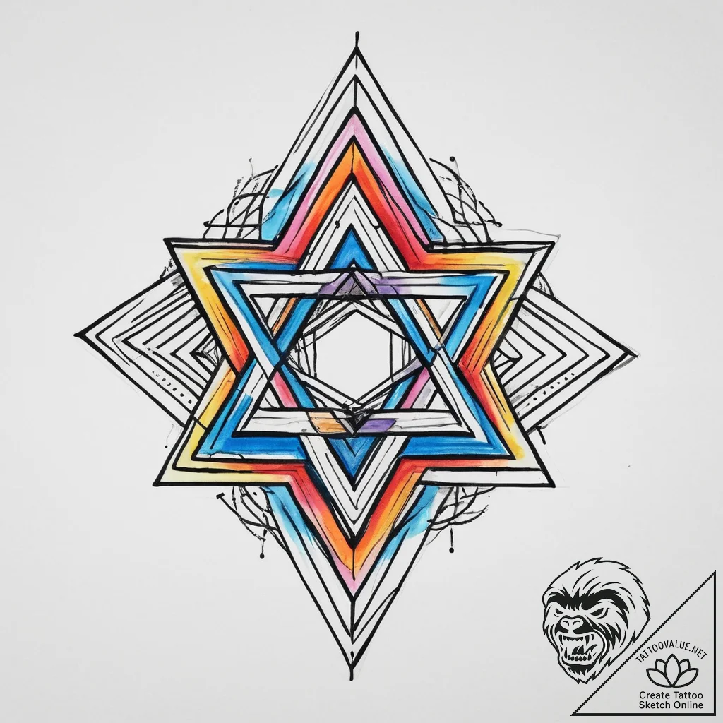 Tattoo sketch star of david with a star, conc... - tattoo sketch (№1757290289_0, 08.09.2025 00:11) — tattoovalue.net