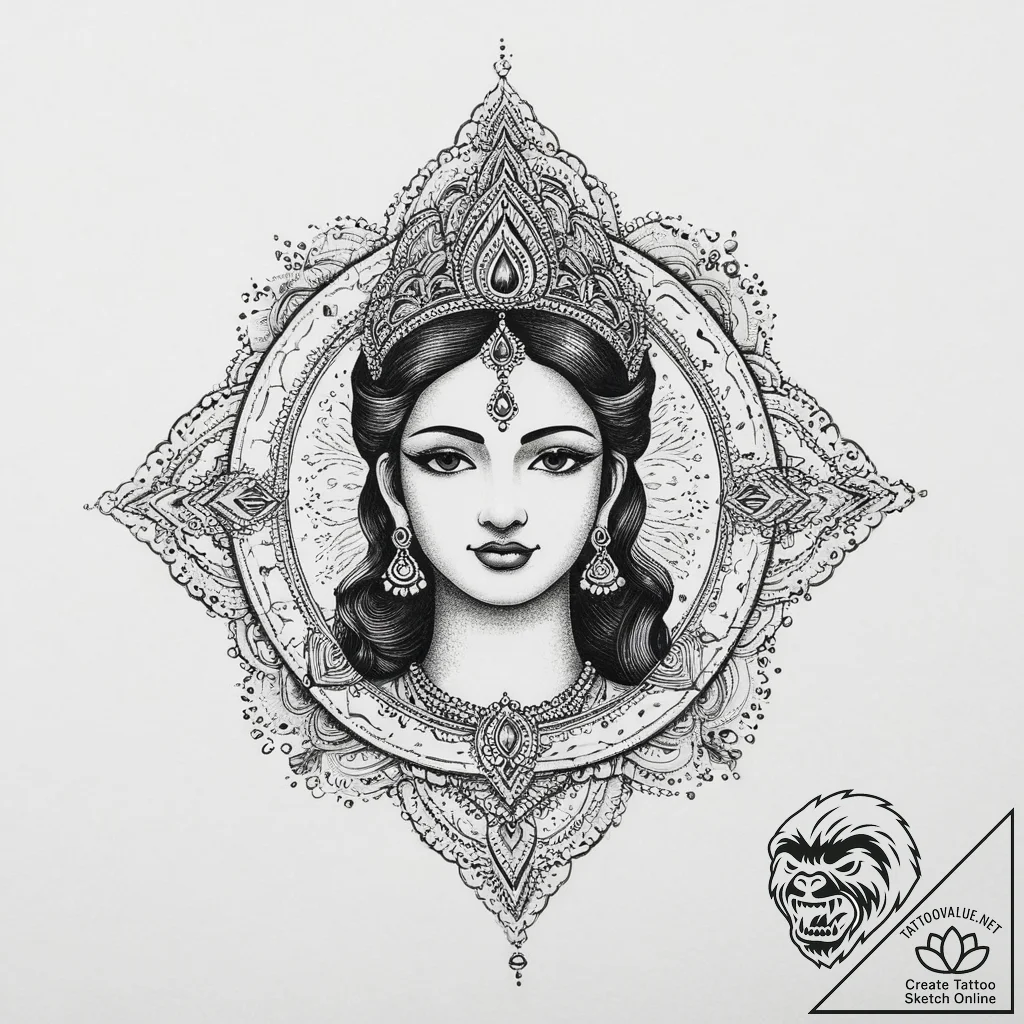 Tattoo sketch goddess lakshmi, artistic tatto... - tattoo sketch (№1757293718_0, 08.09.2025 01:08) — tattoovalue.net
