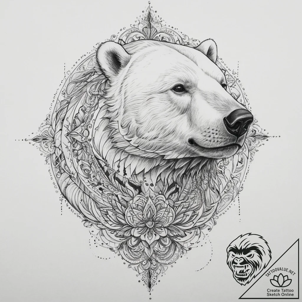 Tattoo sketch polar bear, artistic tattoo ske... - tattoo sketch (№1757293918_0, 08.09.2025 01:11) — tattoovalue.net