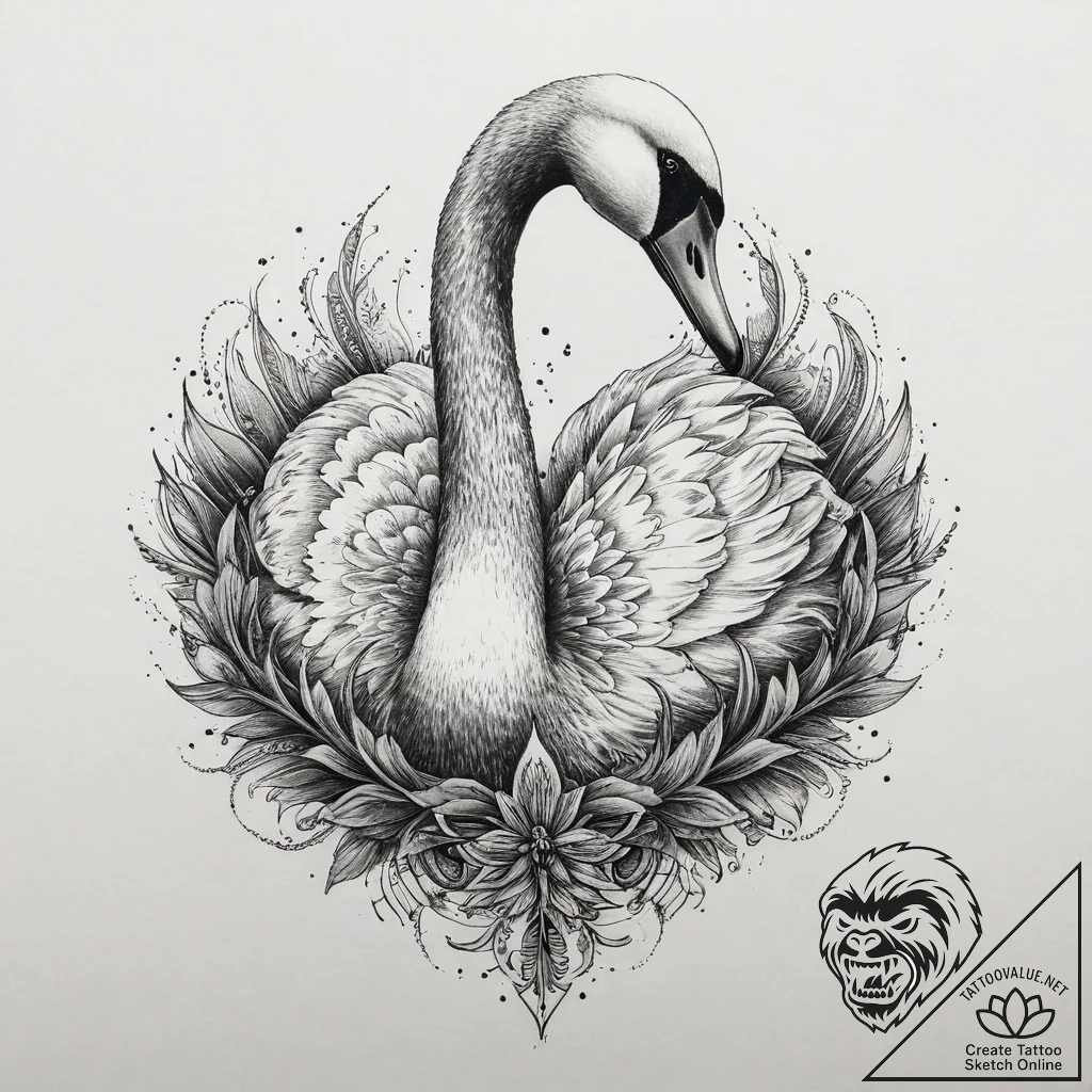 Tattoo sketch elegant swan, tattoo line art,... - tattoo sketch (№1757295329_0, 08.09.2025 01:35) — tattoovalue.net