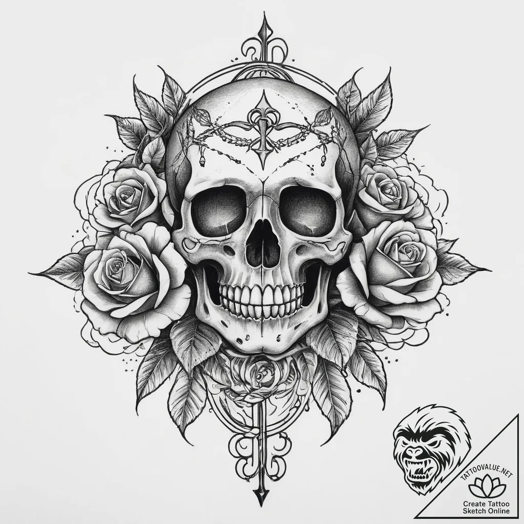 Tattoo sketch a symbolic object, concept art... - tattoo sketch (№1757295728_0, 08.09.2025 01:42) — tattoovalue.net