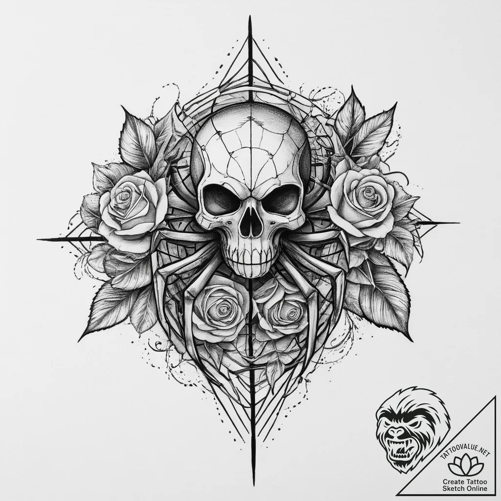 Tattoo sketch black widow spider, concept art... - tattoo sketch (№1757295928_0, 08.09.2025 01:45) — tattoovalue.net