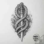 Tattoo sketch serpent wrapped around a sword,… – tattoo sketch (№1757296127_0, 08.09.2025 01:48) — tattoovalue.net