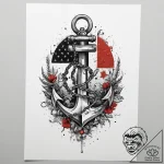 Tattoo sketch anchor with a flag, tattoo flas… – tattoo sketch (№1757297928_0, 08.09.2025 02:18) — tattoovalue.net