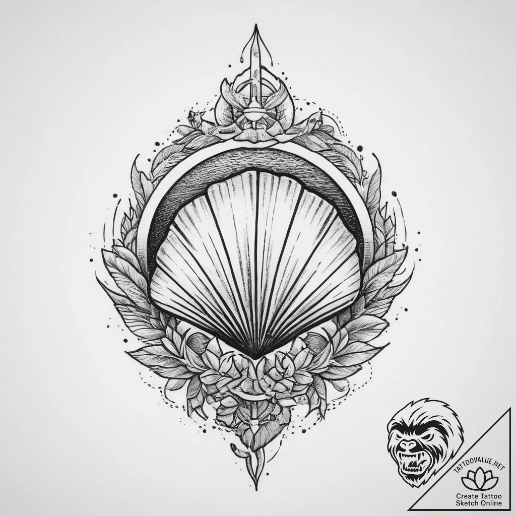 Tattoo sketch shell, tattoo drawing outline,... - tattoo sketch (№1757298913_0, 08.09.2025 02:35) — tattoovalue.net