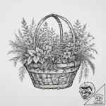 Tattoo sketch foraging a basket of herbs, ink… – tattoo sketch (№1757302293_0, 08.09.2025 03:31) — tattoovalue.net