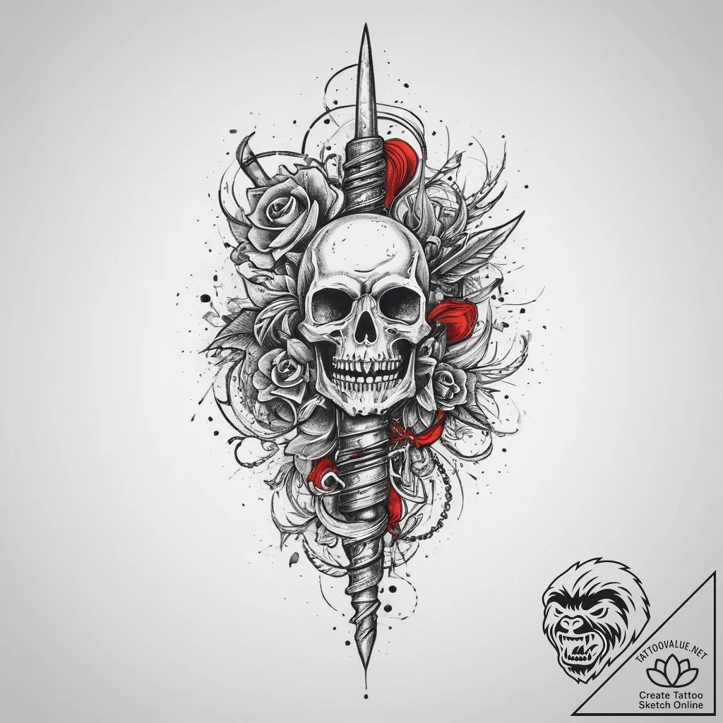Tattoo sketch weapon, tattoo flash sheet desi... - tattoo sketch (№1757302691_0, 08.09.2025 03:38) — tattoovalue.net