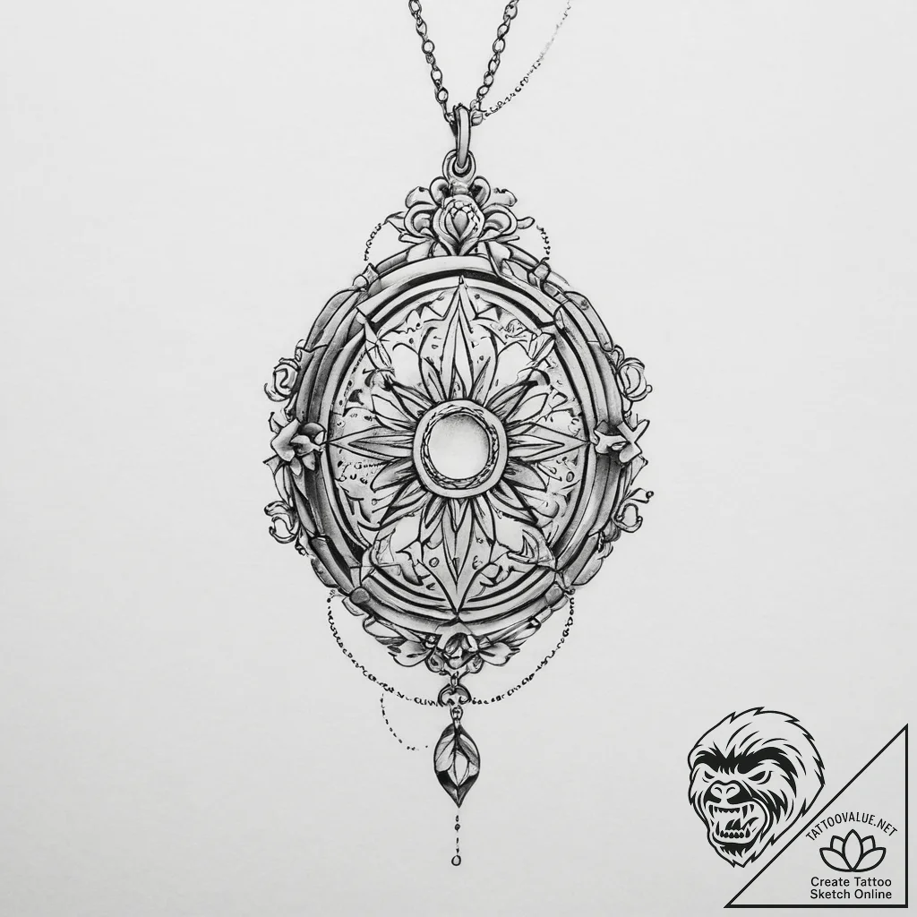 Tattoo sketch locket tattoo - tattoo sketch (№1757310152_0, 08.09.2025 05:42) — tattoovalue.net