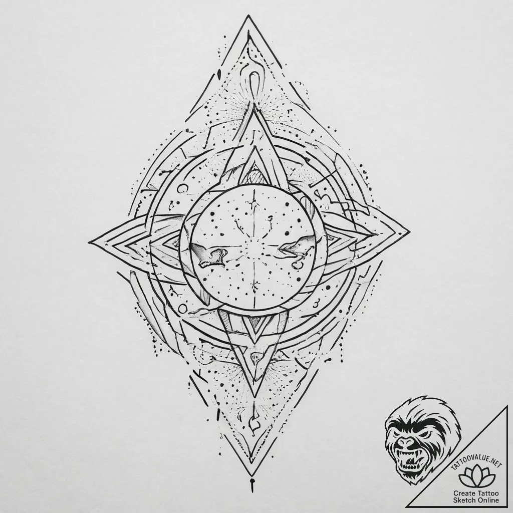 Tattoo sketch cosmic origin, tattoo drawing o... - tattoo sketch (№1757310347_0, 08.09.2025 05:45) — tattoovalue.net