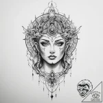 Tattoo sketch mystical portrayal – tattoo sketch (№1757311715_0, 08.09.2025 06:08) — tattoovalue.net