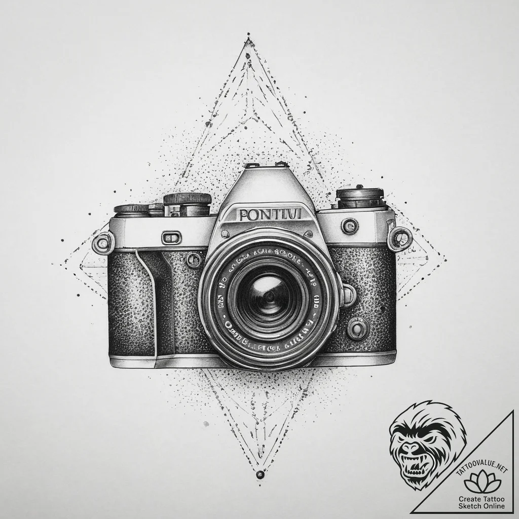 Tattoo sketch camera with a flash, tattoo ske... - tattoo sketch (№1757311910_0, 08.09.2025 06:11) — tattoovalue.net