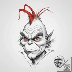 Tattoo sketch the grinch with a horn, tattoo… – tattoo sketch (№1757313281_0, 08.09.2025 06:34) — tattoovalue.net