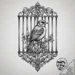 Tattoo sketch prison bars with a bird, artist… – tattoo sketch (№1757314257_0, 08.09.2025 06:50) — tattoovalue.net