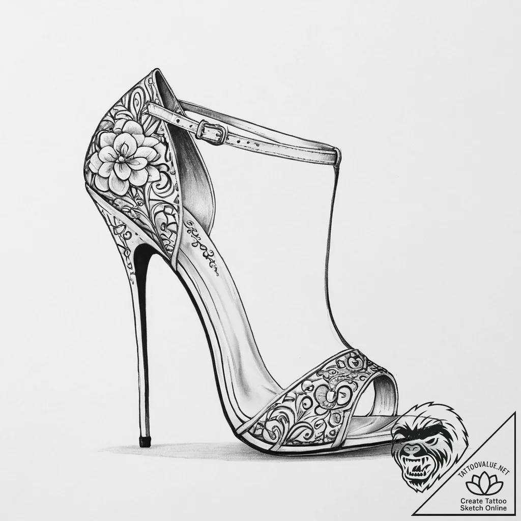 Tattoo sketch high heel tattoo - tattoo sketch (№1757314452_0, 08.09.2025 06:54) — tattoovalue.net