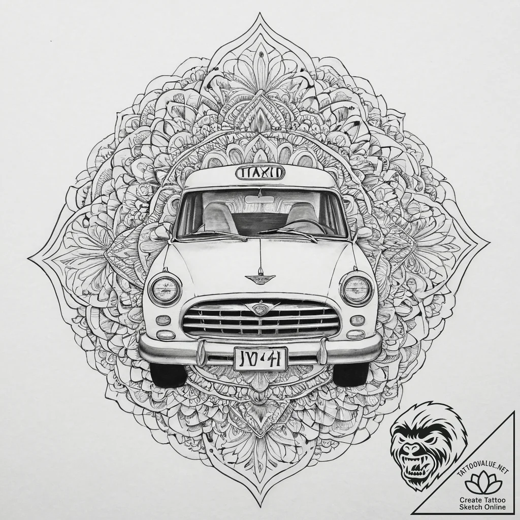 Tattoo sketch taxi driver a person driving a... - tattoo sketch (№1757316986_0, 08.09.2025 07:36) — tattoovalue.net