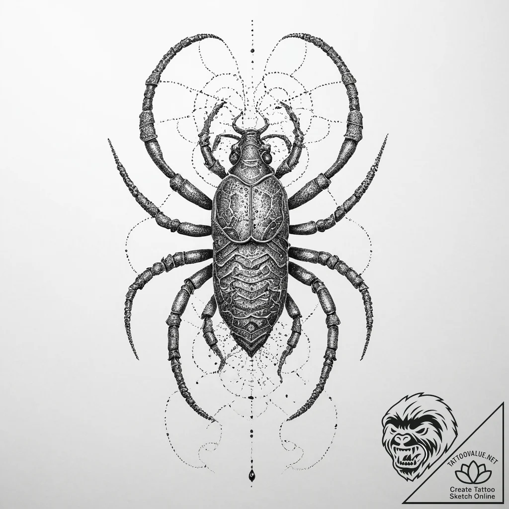 Tattoo sketch water scorpion, concept art for... - tattoo sketch (№1757317377_0, 08.09.2025 07:42) — tattoovalue.net