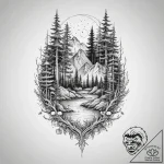 Tattoo sketch enchanted forest, tattoo line a… – tattoo sketch (№1757320104_0, 08.09.2025 08:28) — tattoovalue.net