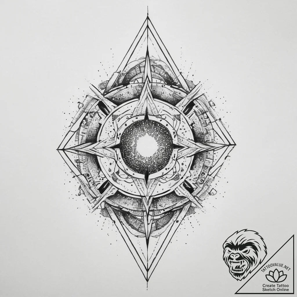 Tattoo sketch cosmic existence, tattoo drawin... - tattoo sketch (№1757320300_0, 08.09.2025 08:31) — tattoovalue.net