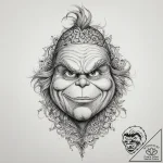 Tattoo sketch the grinch with a hair, artisti… – tattoo sketch (№1757321274_0, 08.09.2025 08:47) — tattoovalue.net
