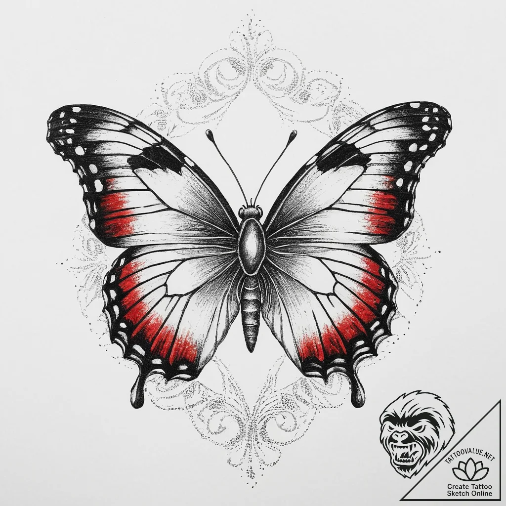 Tattoo sketch painted lady butterfly, tattoo... - tattoo sketch (№1757321470_0, 08.09.2025 08:51) — tattoovalue.net