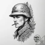 Tattoo sketch soldier with a brush, tattoo sk… – tattoo sketch (№1757321664_0, 08.09.2025 08:54) — tattoovalue.net
