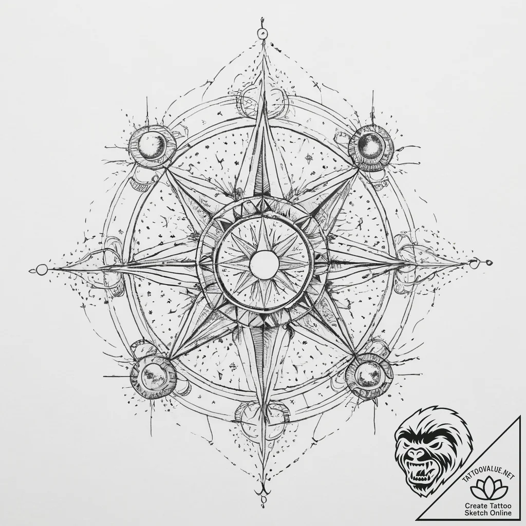 Tattoo sketch astronomer a person with a star... - tattoo sketch (№1757322640_0, 08.09.2025 09:10) — tattoovalue.net