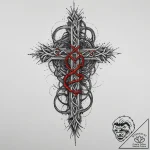 Tattoo sketch nauthiz rune with intertwined r… – tattoo sketch (№1757323226_0, 08.09.2025 09:20) — tattoovalue.net