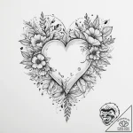 Tattoo sketch узор в виде сердца с цветами – tattoo sketch (№1757327127_0, 08.09.2025 10:25) — tattoovalue.net