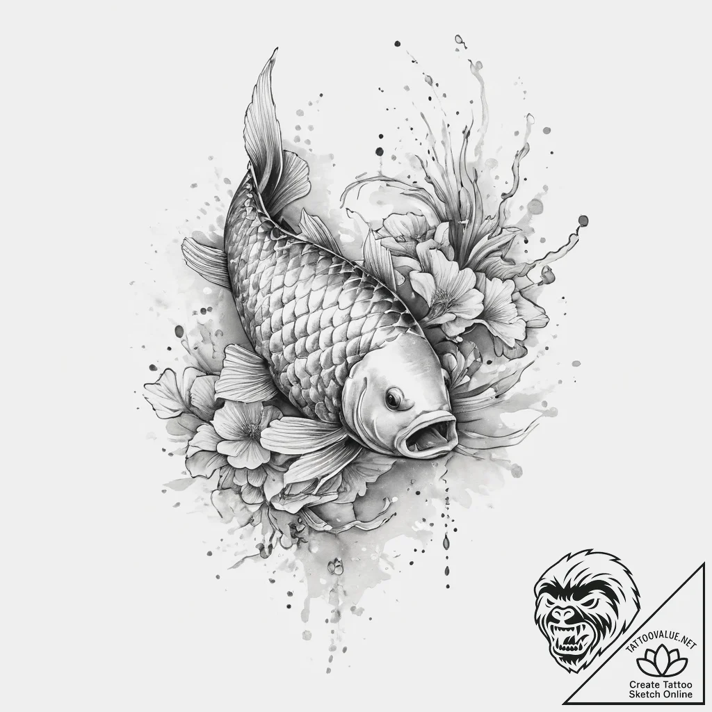 Tattoo sketch japanese и watercolor карп - tattoo sketch (№1757327907_0, 08.09.2025 10:38) — tattoovalue.net