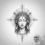 Tattoo sketch sacred mother, tattoo line art,… – tattoo sketch (№1757328101_0, 08.09.2025 10:41) — tattoovalue.net