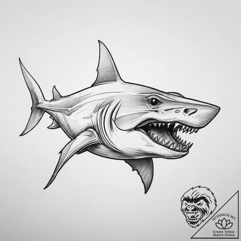 Tattoo sketch goblin shark, concept art for t... - tattoo sketch (№1757328686_0, 08.09.2025 10:51) — tattoovalue.net